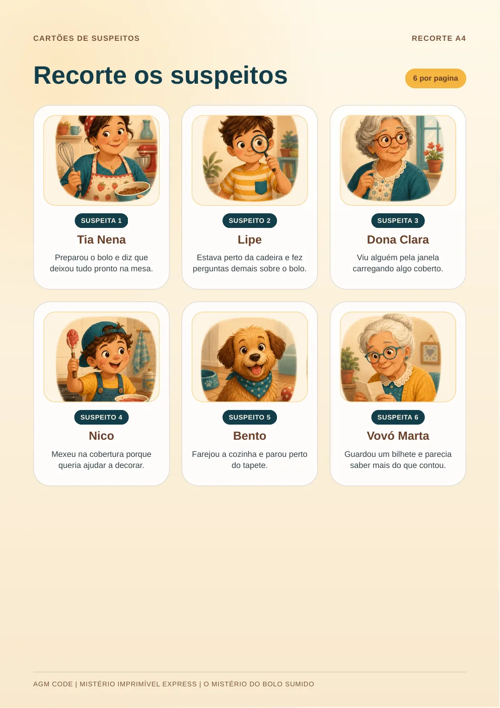 Página dos suspeitos